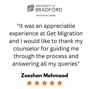 It was an appreciable experience at Get Migration and I would like to thank my counselor for guiding me through the process and answering all my queries